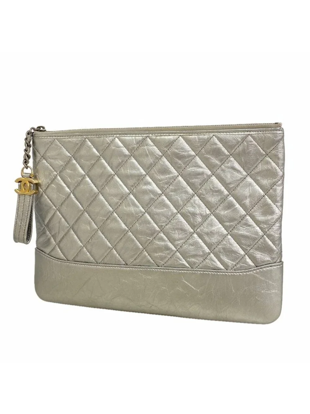 Chanel Clutch Gabrielle de Chanel Leather Silver Gold